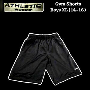Athletic Works - Black Polyester Athletic / Gym Shorts- Boys Size XL (14-16)